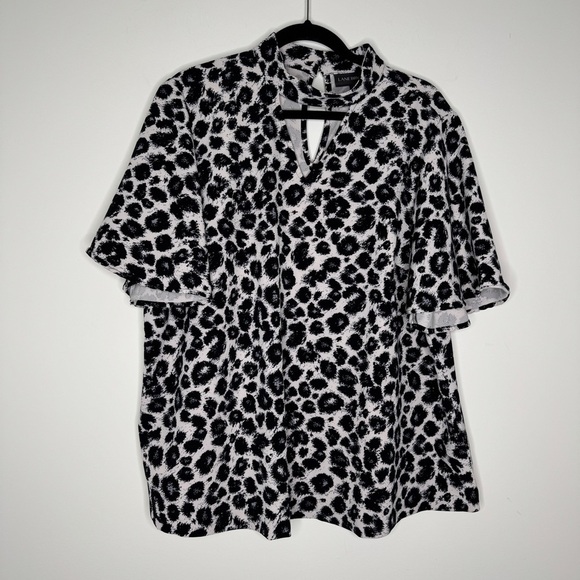 Lane Bryant Black and White Animal Print Blouse 18 - Picture 1 of 5